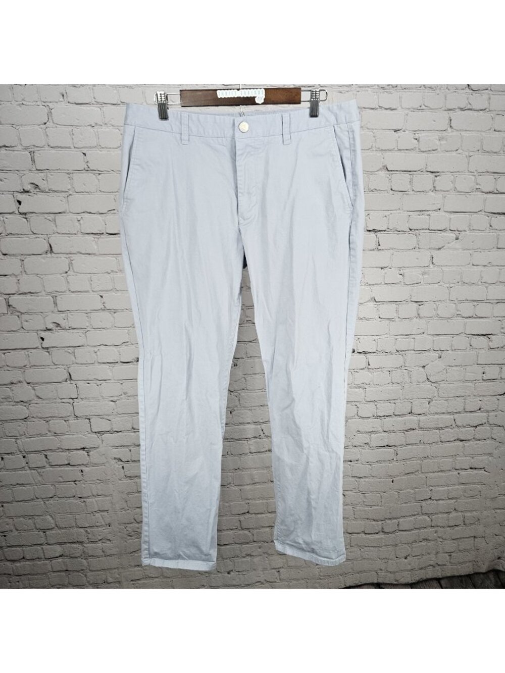 Bonobos Blue Straight Leg Cotton Stretch Flat Front Mid Rise Chino Pants 35x32